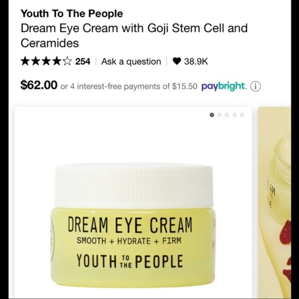 BNIB Youth to the People eye cream